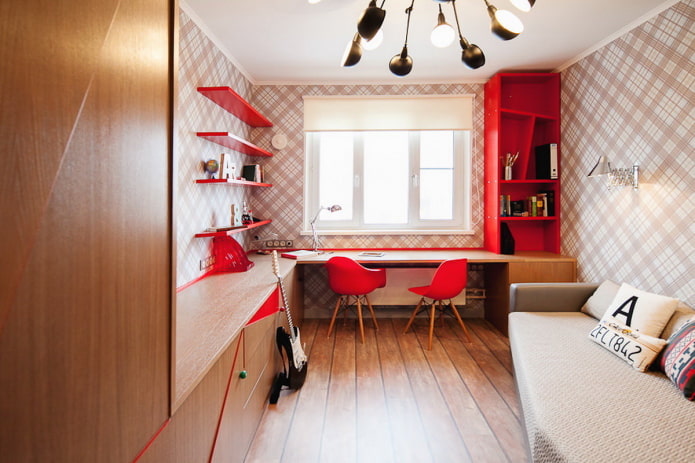 design of a small bedroom for a teenage boy