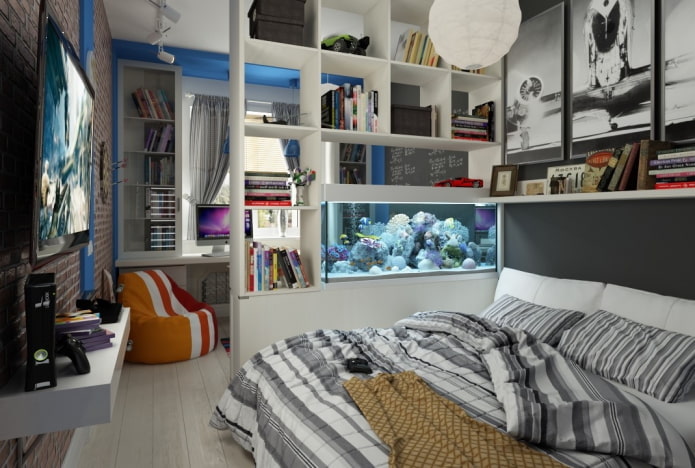 zoning a bedroom for a teenage boy