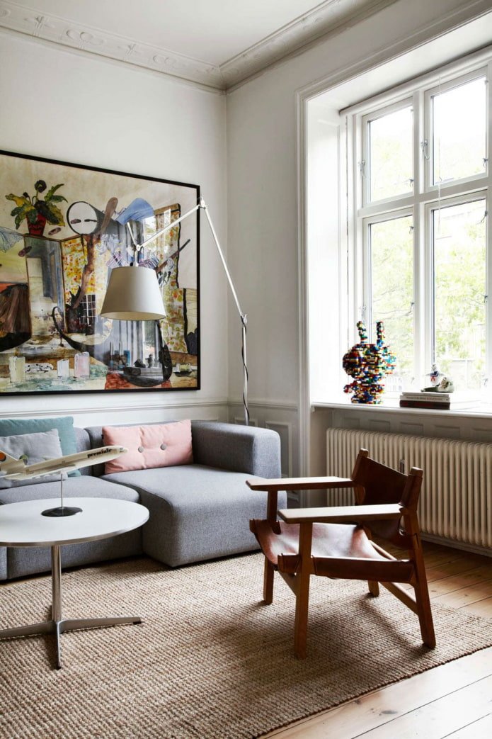 living room with a window to the north