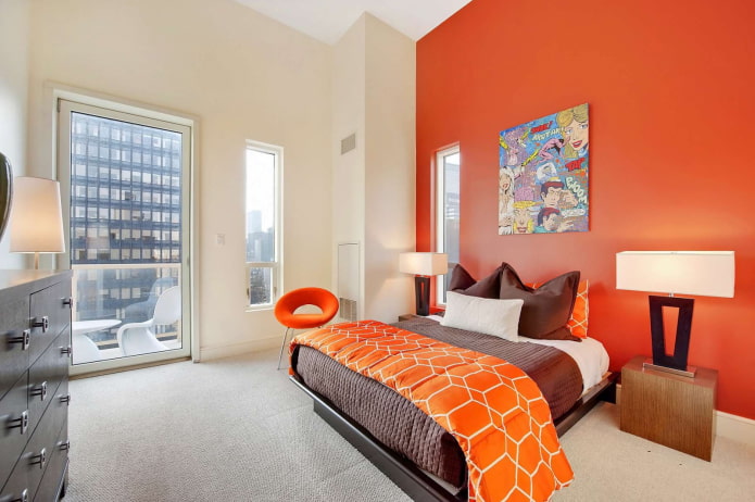 a bright wall in the bedroom