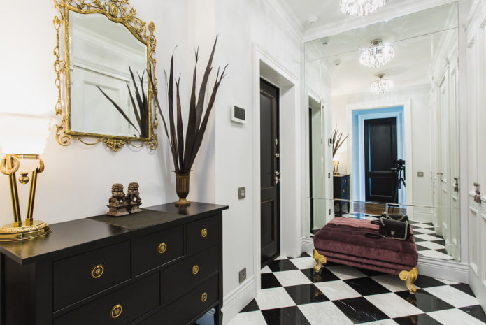 decorating a chest of drawers in a hallway interior