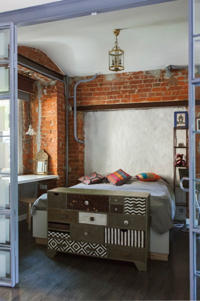bright chest of drawers in loft style