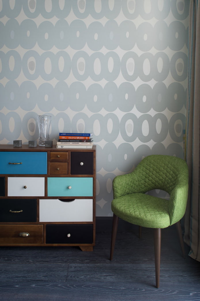 chest of drawers with multi-colored drawers