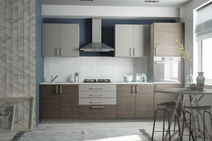 kitchen interior in gray and brown tones