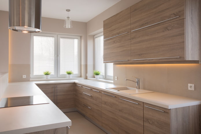 kitchen interior in light brown tones