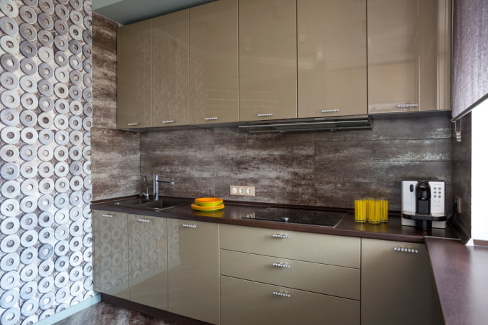kitchen interior in light brown tones