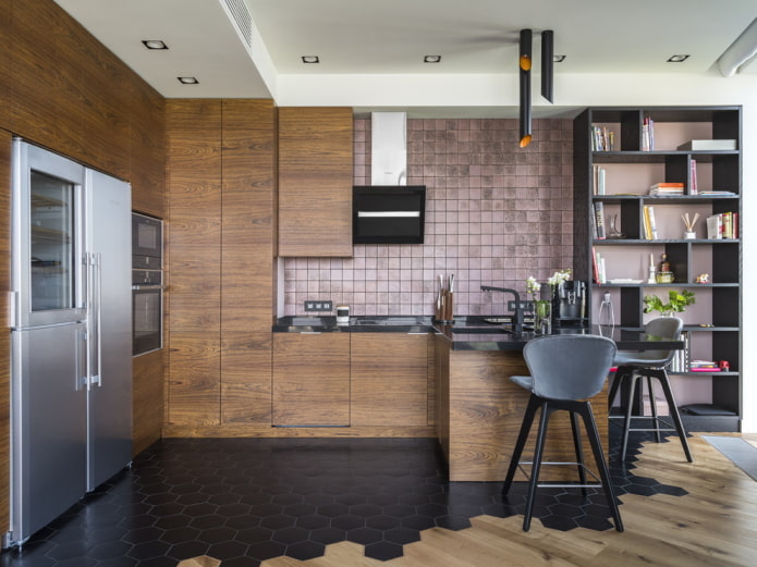 kitchen finishing in brown tones
