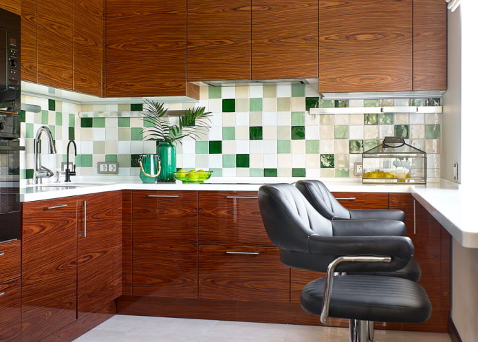 kitchen design in brown tones