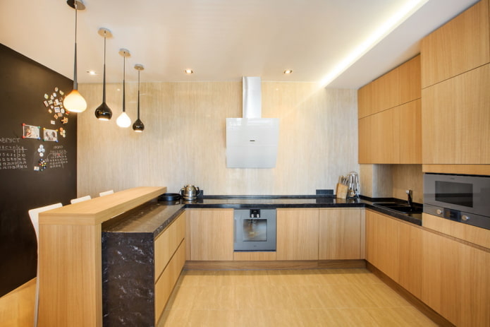 kitchen interior in light brown tones