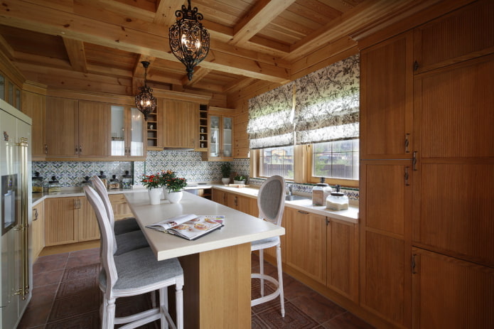 kitchen interior in light brown tones