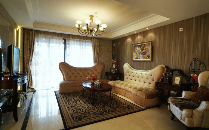brown walls in the living room interior
