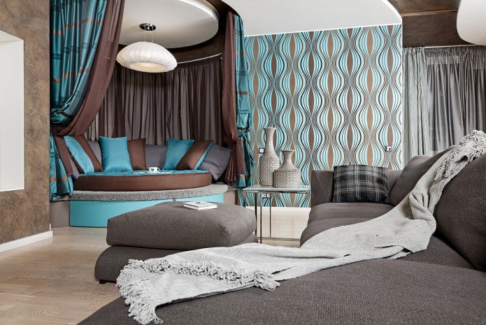 brown and turquoise in the interior
