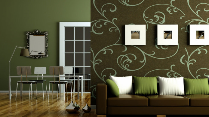 brown and green in the interior
