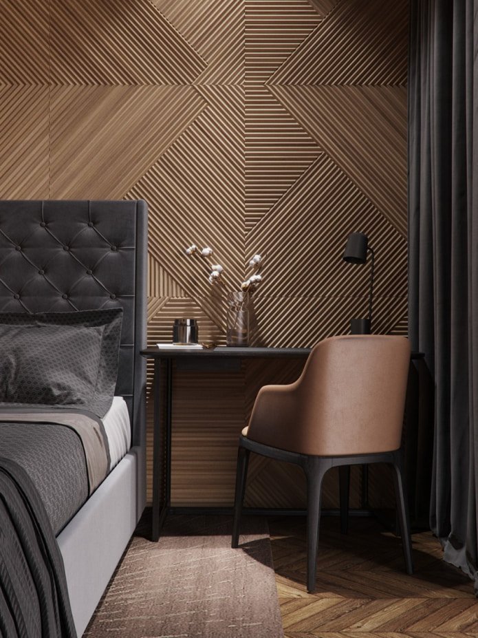 brown walls in the bedroom interior