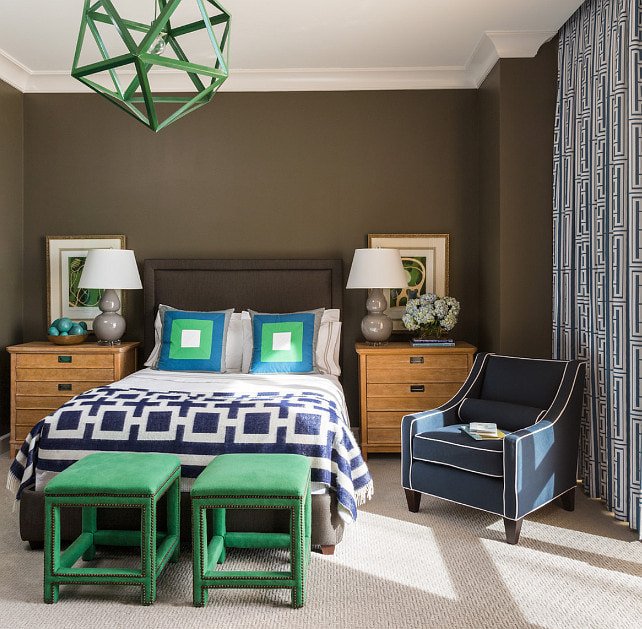 brown walls in the bedroom interior