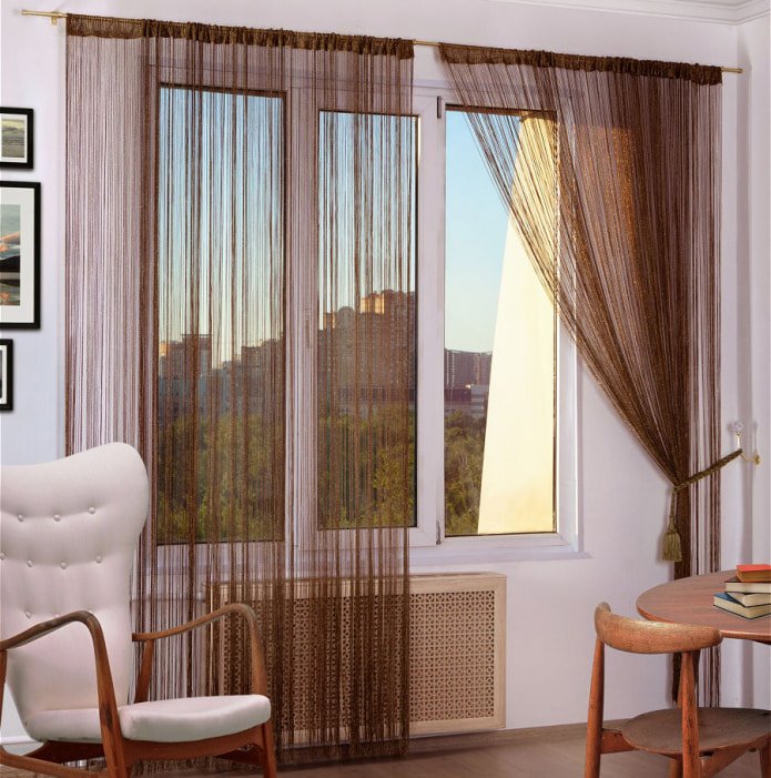 Brown thread curtains