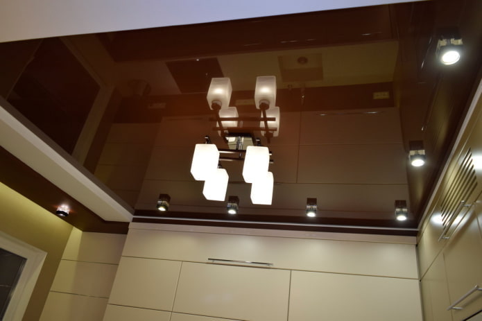 brown glossy stretch ceiling