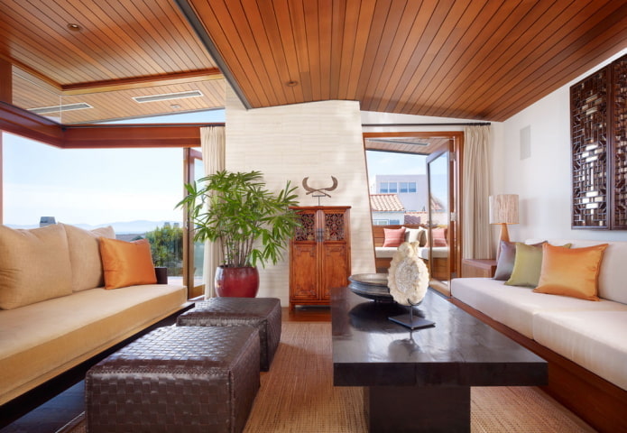 wooden ceiling covering brown
