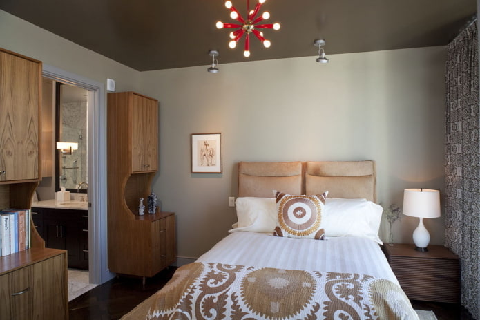 brown ceiling covering with gray walls