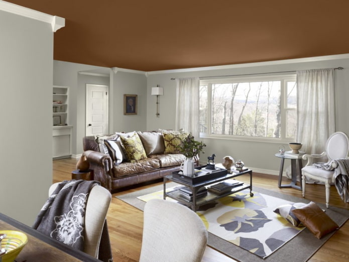 brown ceiling structure in the living room
