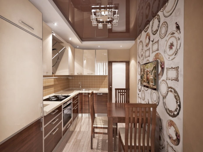 ceiling structure brown in the kitchen
