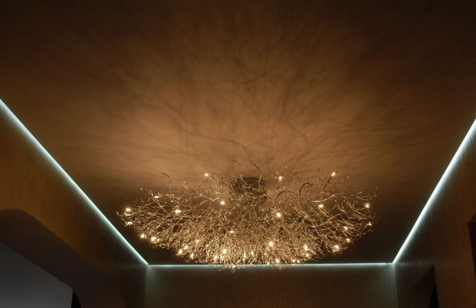 brown ceiling structure with backlight