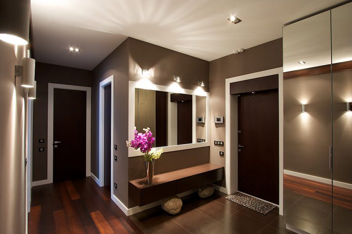 brown walls in the hallway