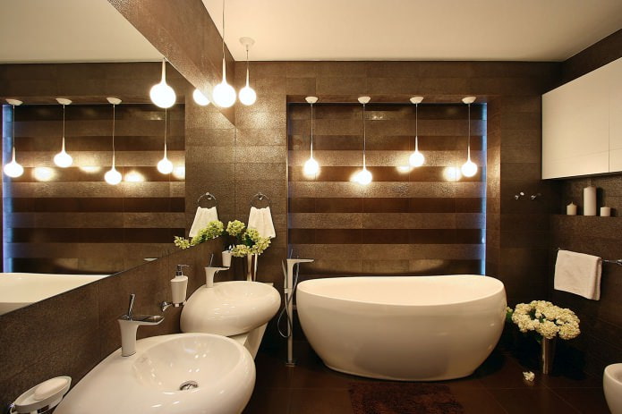 Bathroom interior in brown