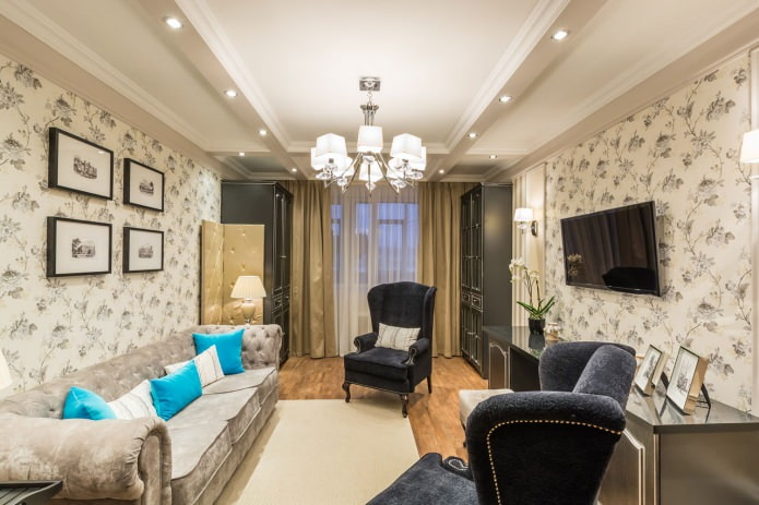 Light brown color in the living room interior