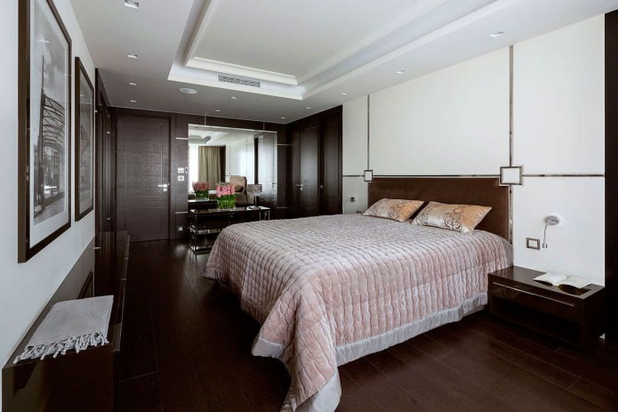 brown color in the bedroom interior
