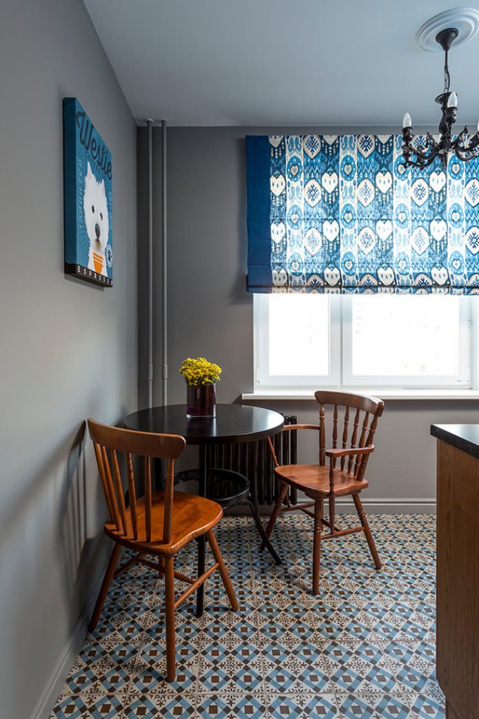 short blue curtain
