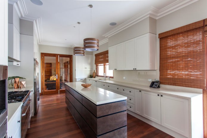 bamboo roller blinds in the kitchen