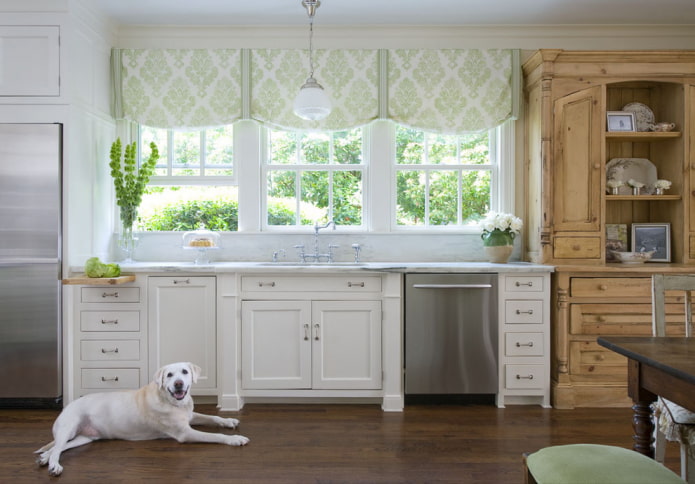 short curtains with monograms in the interior
