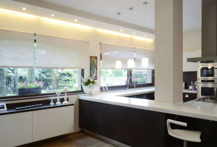 short roller blinds in a high-tech style