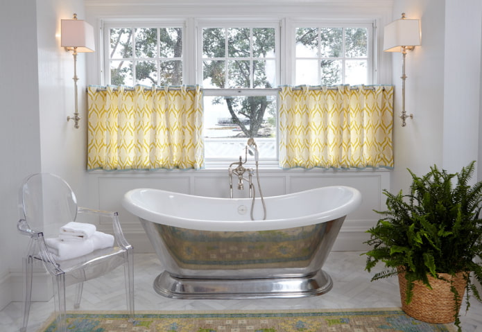 short curtains with eyelets in the interior