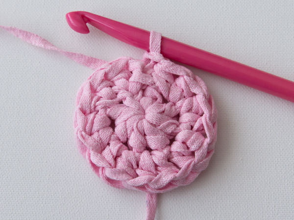 Knit the loops in a circle