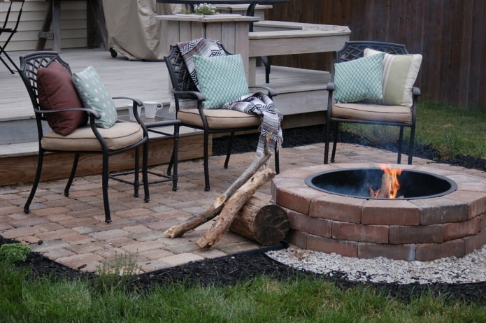 fire pit area at the dacha near the house