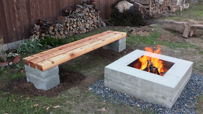 concrete fire pit in the garden