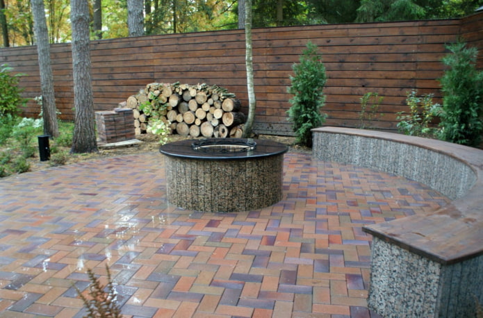 Fire pit area tiling