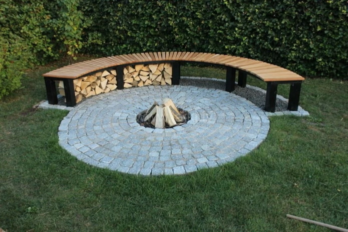 bench with a firewood holders
