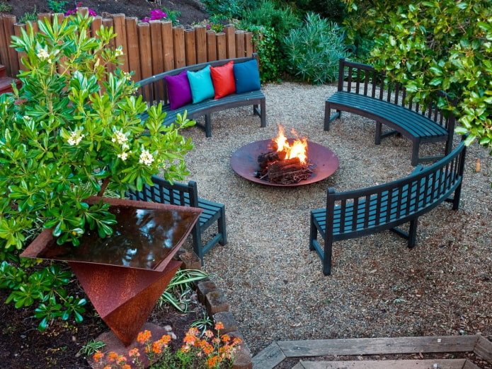 metal fireplace in the garden