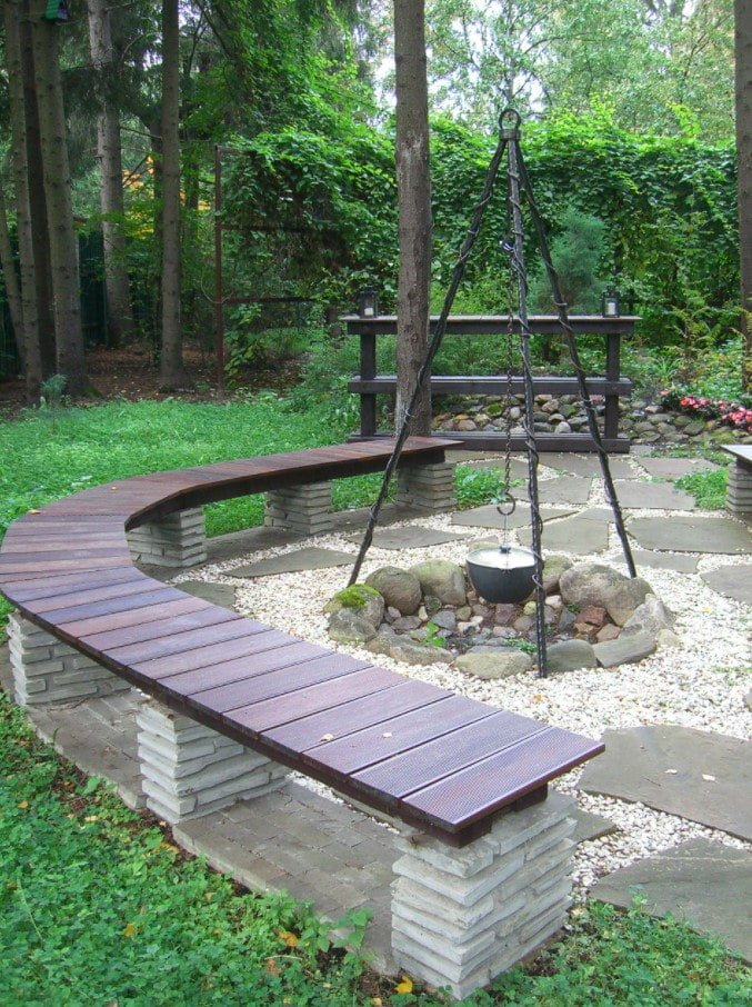 stationary fire pit with a tripod