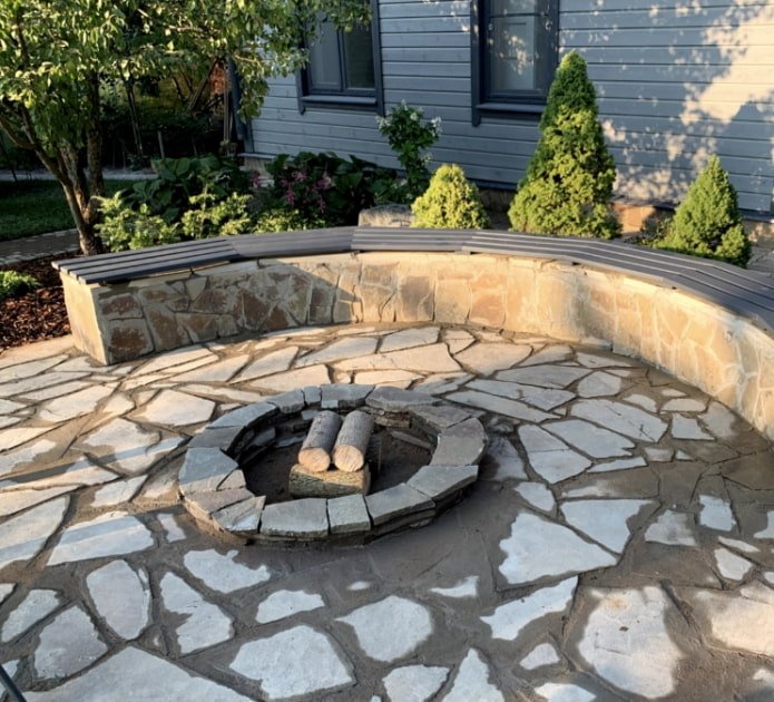 fire pit near the house