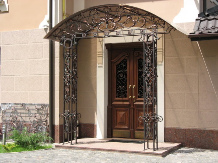 porch with a forged canopy