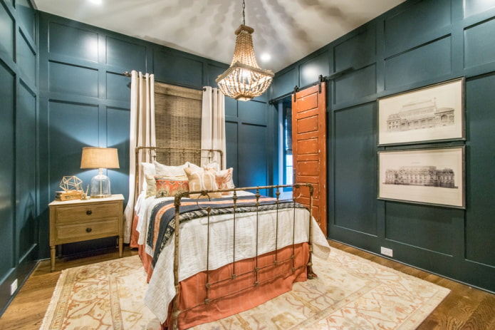 bed with antique forging in the interior