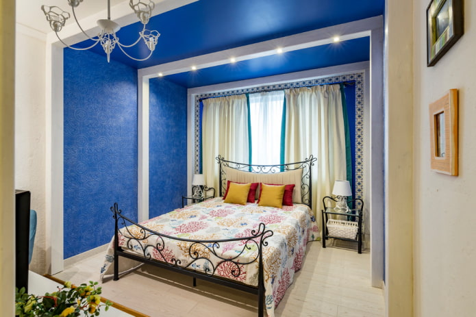 bed with forging in the bedroom interior