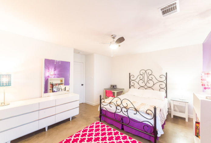 bed with forging in the bedroom interior