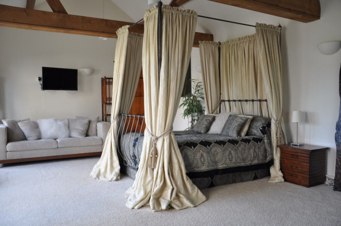 forged canopy bed in the interior