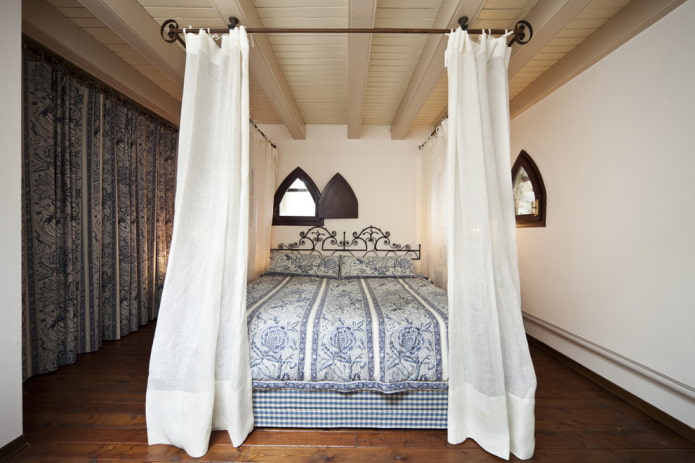 forged canopy bed in the interior