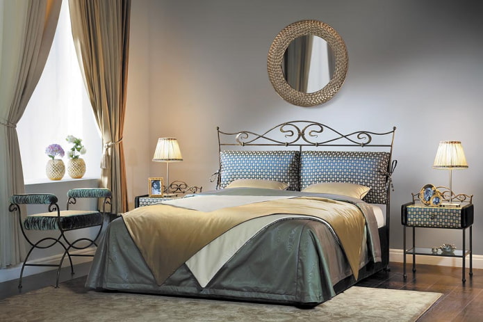bed with soft headboard in the interior